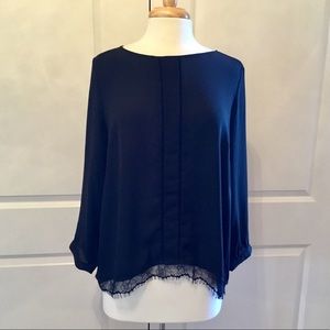 Dressy Black 3/4 Sleeve Top in XL